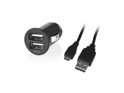 Adaptér do auta GoGEN CH 22 C, 2x USB + microUSB kabel 1,2m - černá