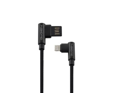 Kabel GoGEN USB/Lightning, 1m, oboustraný, opletený - černý