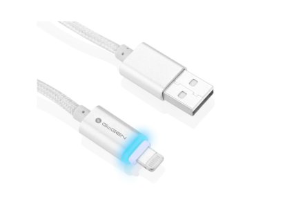 Kabel GoGEN USB/Lightning, 1m, oplétáný - stříbrný