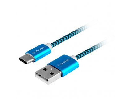 Kabel GoGEN USB / USB-C, 1m, opletený - modrý