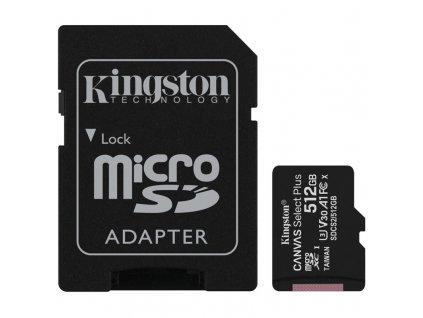 Paměťová karta Kingston Canvas Select Plus MicroSDXC 512GB UHS-I U1 (100R/85W) + adapter