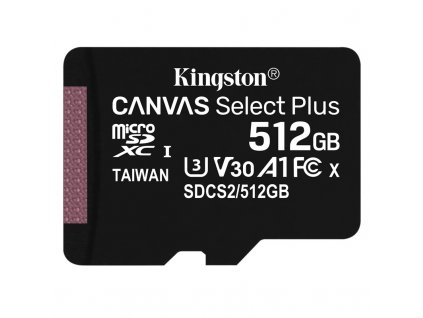 Paměťová karta Kingston Canvas Select Plus MicroSDXC 512GB UHS-I U1 (100R/85W)
