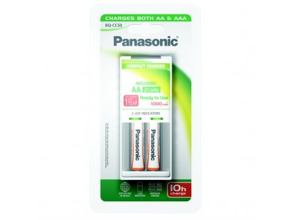 Nabíječka Panasonic BQ-CC50 Compact + AA, 1 000 mAh, 2 ks