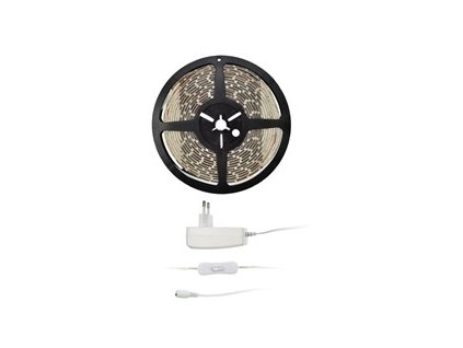 LED pásek Solight 4,8 W/m, teplá bílá 3000K, adaptér s vypínačem