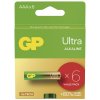 Baterie alkalická GP Ultra AAA (LR03), 6 ks