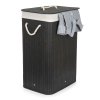 Koš na prádlo G21 72 l, bambusový černý s bílým košem
