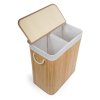 Koš na prádlo G21 105 l s rozdělovačem, bambusový s bílým košem