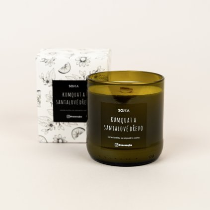 256 6 sojova vonna svicka ve vinne lahvi kumquat a santalove drevo 200 g