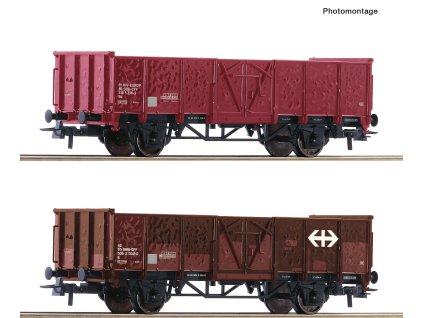 2-dílná sada Otevřené nákladní vozy SBB / H0 / ROCO 77034