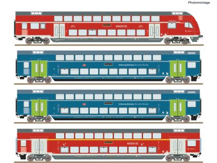 4-dílná sada Dvoupatrový vůz DB-AG / H0 / ROCO 6220250