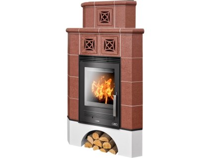 ABX REGINA kachlová kamna 3,5-8,5kW, rohová, hnědá