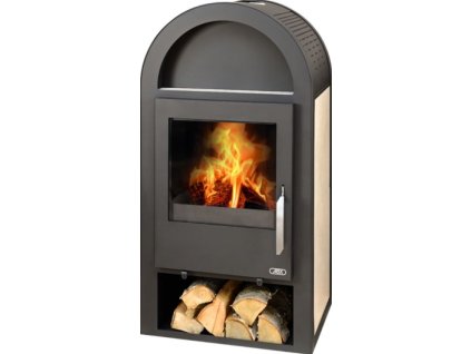 ABX STOCKHOLM TV krbová kamna 4,5-16kW, s výměníkem, černá/béžová