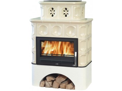 ABX KARELIE P OX kachlová kamna 5-12kW, rovný bílý sokl, písková