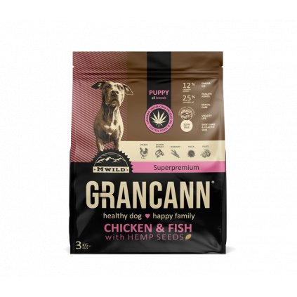 GRANCANN - Chicken&Fish with Hemp seeds - Puppy all breeds (různý objem)
