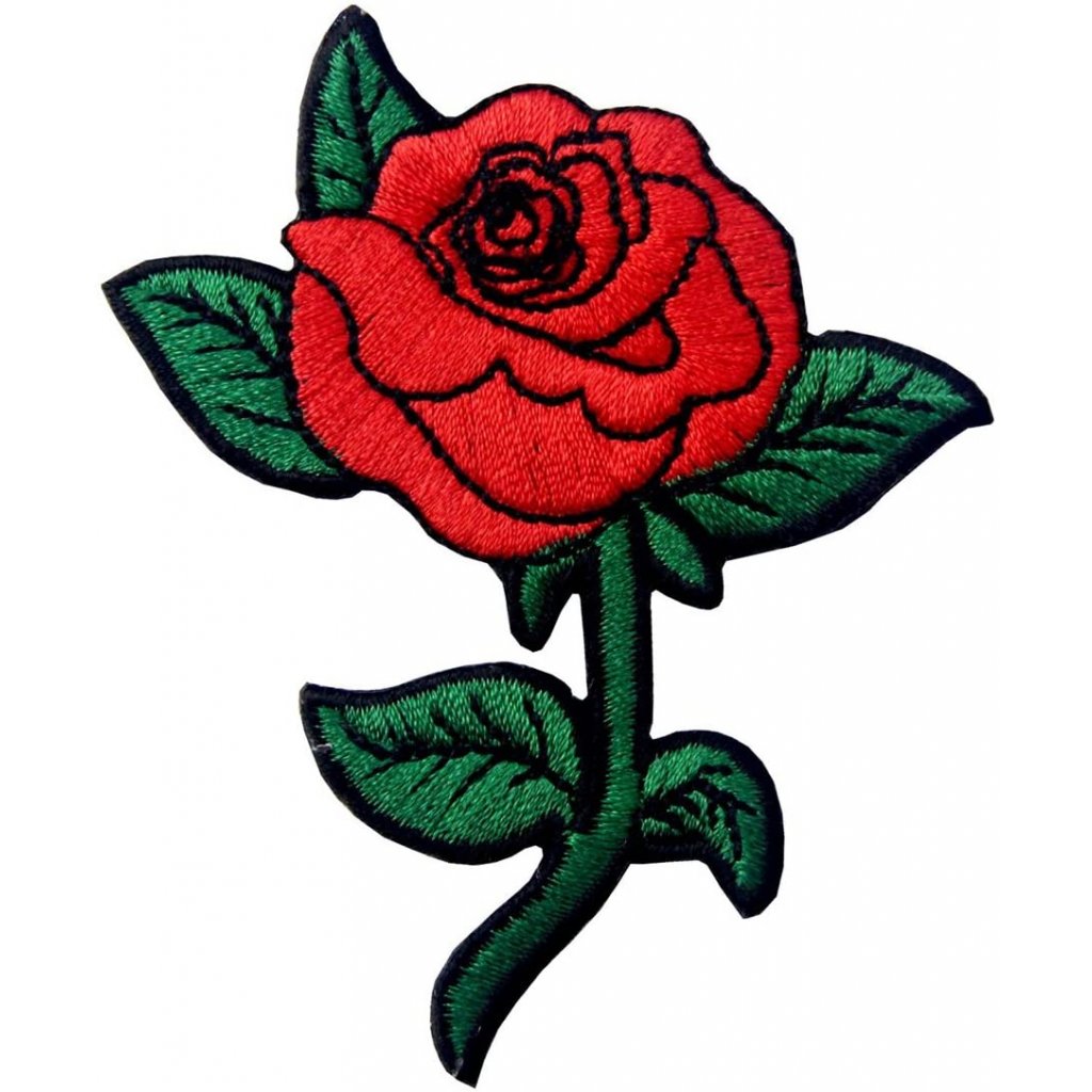 Nažehlovací nášivka Červená růže 3 x 4,5 cm