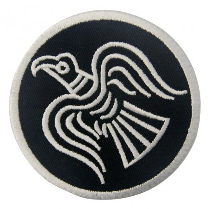 Nažehlovací nášivka Černý pták symbol. Průměr: 7,5 cm
