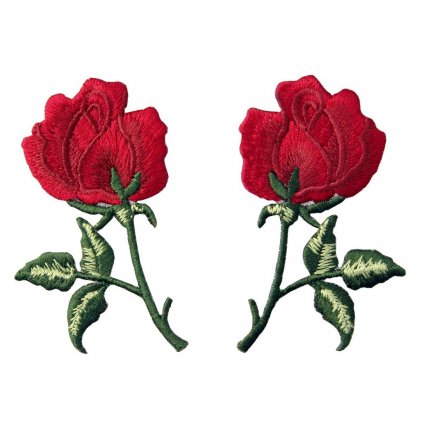 Nažehlovací nášivka Červené růže (2 v sadě) 5 x 7,4 cm