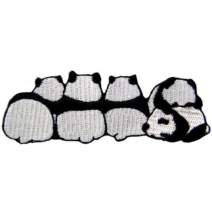 Nažehlovací nášivka Rodinka mazlící se pandy 8,5 x 3 cm
