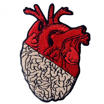 Nažehlovací nášivka Mozek a srdce 5,5 x 8 cm