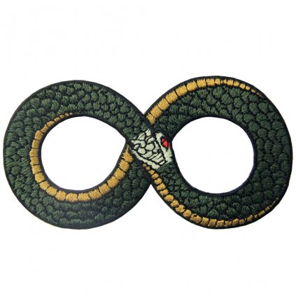 Nažehlovací nášivka Zelený ouroboros 10 x 5 cm