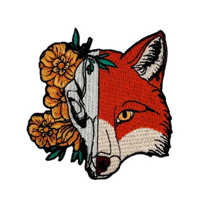 Liška s květy a lebkou