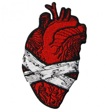 Nažehlovací nášivka Obvázané zlomené srdce 4,5 x 8,2 cm