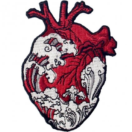 Nažehlovací nášivka Vlny rozbouřeného srdce 6,5 x 8,8 cm