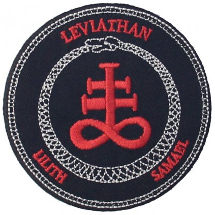 Nažehlovací nášivka Leviathan Ouroborosův kříž, průměr: 7,5 cm