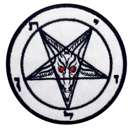 Nažehlovací nášivka Bafomet Satan. Průměr: 7,5 cm