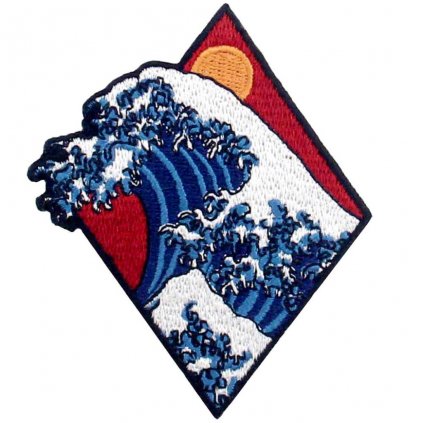 Nažehlovací nášivka The Great wave off Kanagawa Vlna Japonsko 7 x 8,5 cm