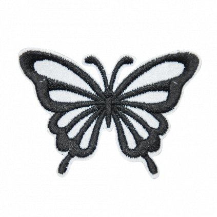 Nažehlovací nášivka Černošedý motýl 6,6 x 4,4 cm
