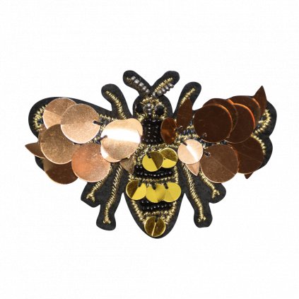 Nažehlovací nášivka Včela s korálky třpytivá 10 x 6,7 cm