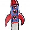 Nažehlovací nášivka Raketa se srdíčky 4,5 x 8,6 cm