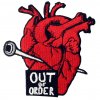 Nažehlovací nášivka Nefunkční srdce OUT OF ORDER 7,6 x 8 cm