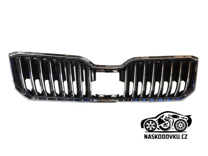 Maska chladiče , mřížka chladiče barva černá lesklá + chromový rámeček pro Škoda Superb III , Superb 3 , 3V0853653B FOD , 3V0 853 653 B FOD , 3V0853761 2ZZ , 3V0 853 761 2ZZ