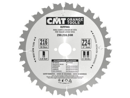 CMT Pilový kotouč pro elektronářadí, podélný řez - D210x25 Z24 HM