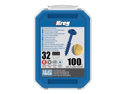 Kreg Blue-Kote Maxi-Loc Šrouby pro skryté spoje - 32 mm, hrubý závit, 100 ks