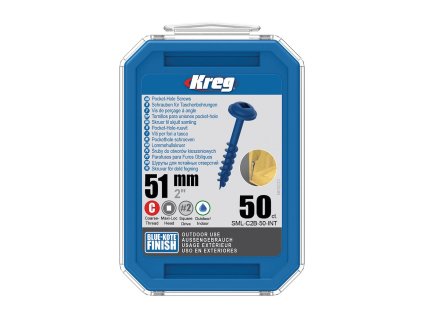 Kreg Blue-Kote Maxi-Loc Šrouby pro skryté spoje - 51 mm, hrubý závit, 50 ks