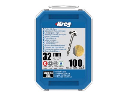 Kreg Nerez Maxi-Loc Šrouby pro skryté spoje - 32 mm, hrubý závit, 100 ks