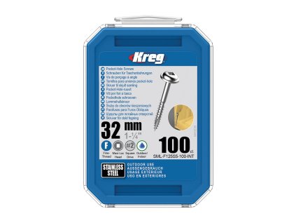 Kreg Nerez Maxi-Loc Šrouby pro skryté spoje - 32 mm, jemný závit, 100 ks