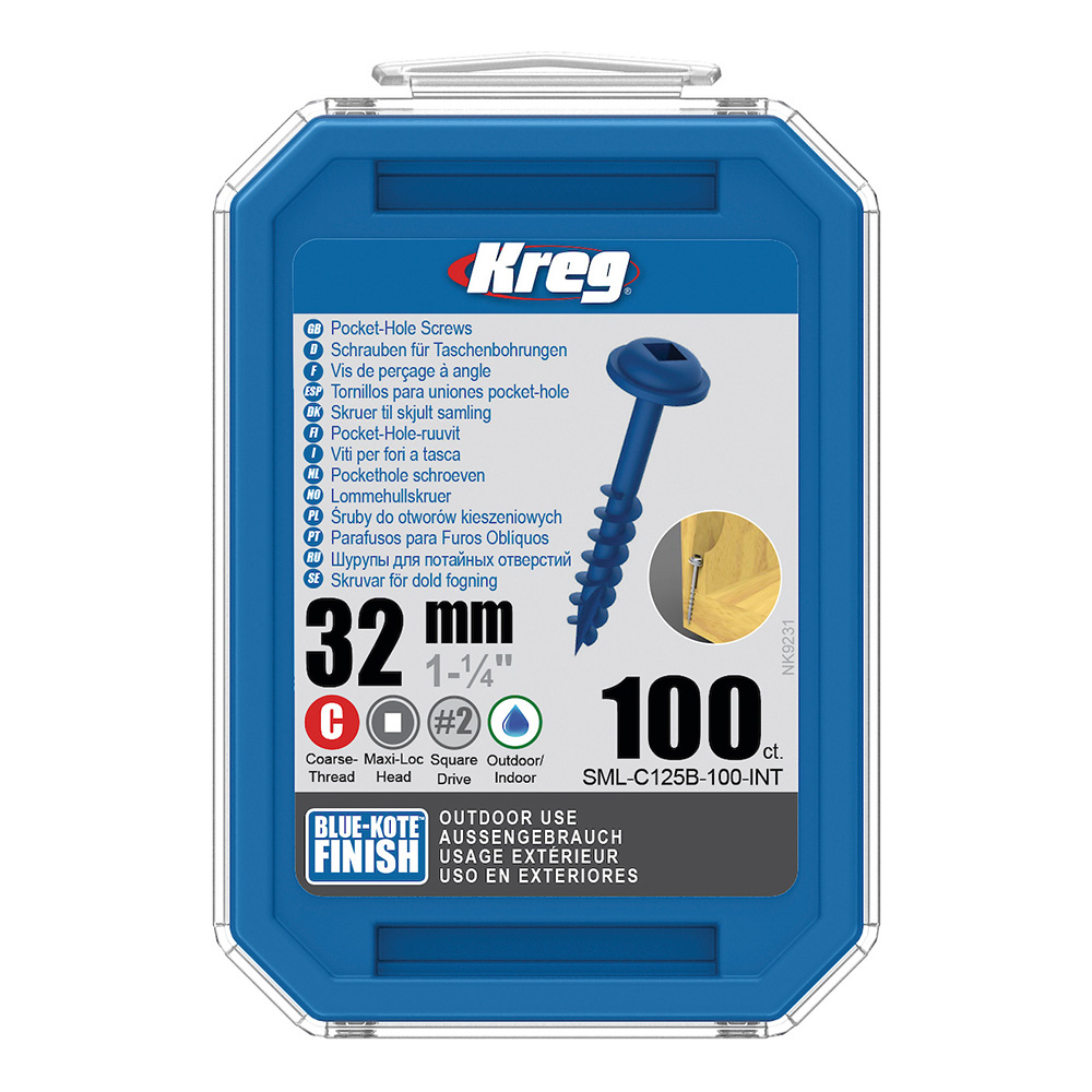 Kreg Blue-Kote Maxi-Loc Šrouby pro skryté spoje - 32 mm, hrubý závit ...