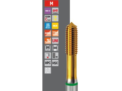 Závitník tvářecí HPC M3, 6HX, DIN2174, HSSE TiN up