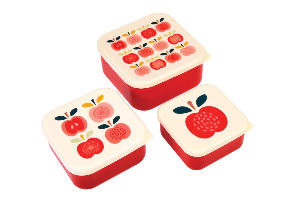Set tří svačinových boxů vintage jablíčka