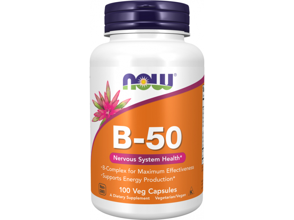 NOW FOODS Vitamin B 50 Complex, 100 rostlinných kapslí kopie