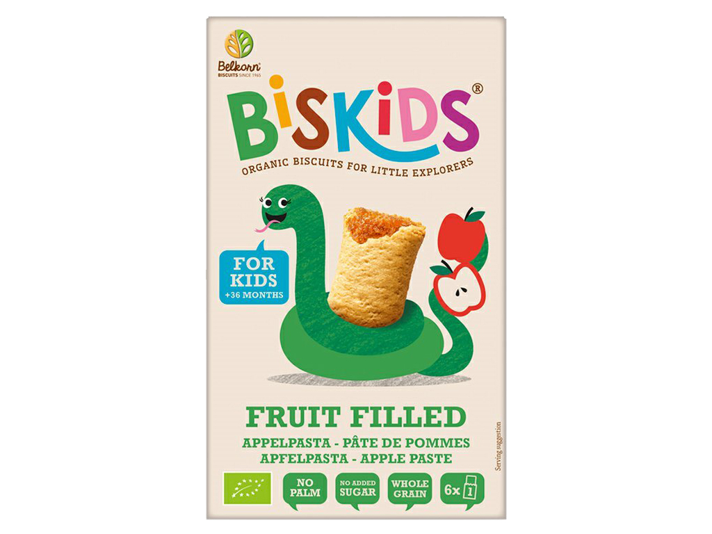 Biskids BIO Měkké dětské sušenky s jablečným pyré, bez přidaného cukru, 36M+, 150 g
