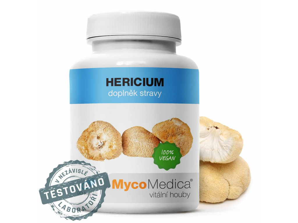 MycoMedica Hericium Extrakt (Lion's mane), 500 mg, 90 rostlinných kapslí