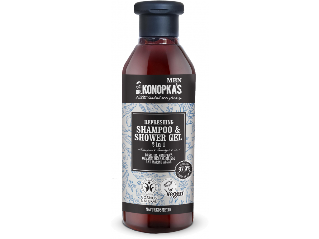 Dr. Konopka's Men Refreshing Shampoo & Shower Gel 2in1, Šampon a sprchový gel pro může 2v1, 280 ml