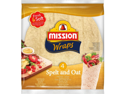 Mission Wraps Spelt and Oat, Tortilly se špaldou a ovesnými vločkami, 4 ks, 245 g