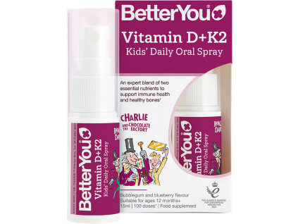 BetterYou Vitamin D3 + K2 Kids' Daily Spray, Orální sprej pro děti 1+, 15 ml (100 střiků) 1