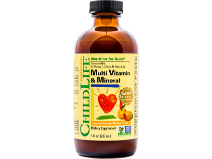 ChildLife Multi Vitamin & Mineral, Natural Pomeranč a Mango, 237 ml